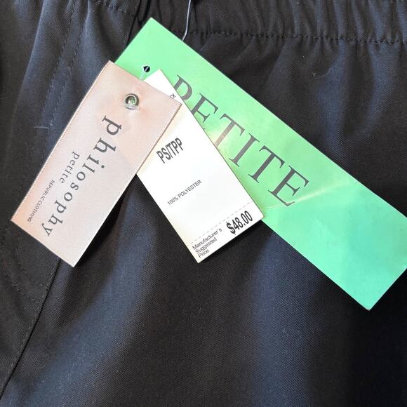 Philosophy NWT Wms Petite Small Pull On Black Midrise Capri Pants Casual - Picture 4 of 9